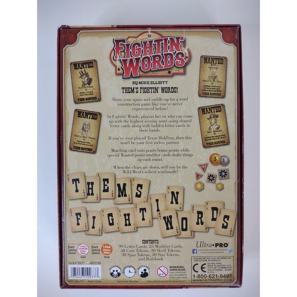 Fightin' Words Wild West Card Game Ultra Pro 2017 Age 10+ 2-6 Players Complete * - Picture 4 of 9
